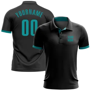 Custom Black Aqua Performance Golf Polo Shirt