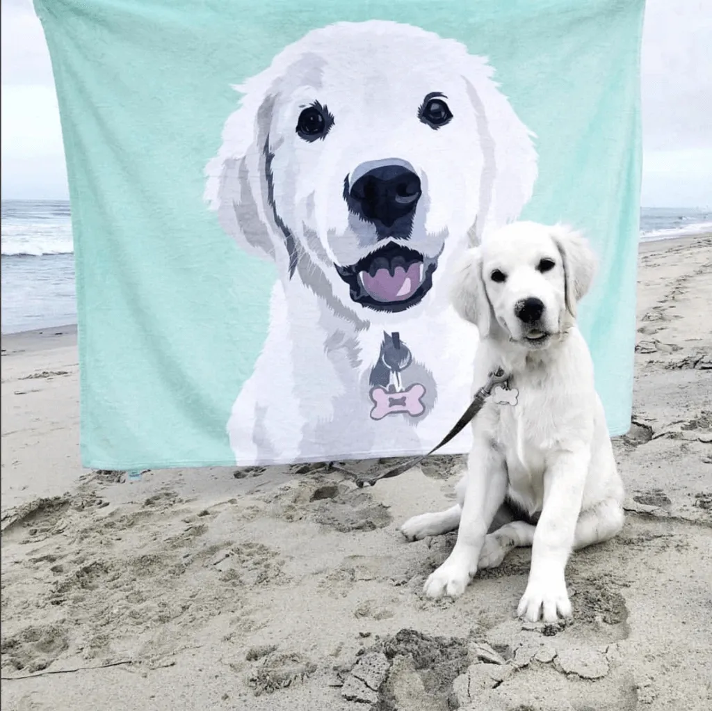 Custom Dog Blankets Personalized Pet Photo Blankets Painted Art Portrait Fleece Blanket Best Gift 2021 Laying on the Sofa