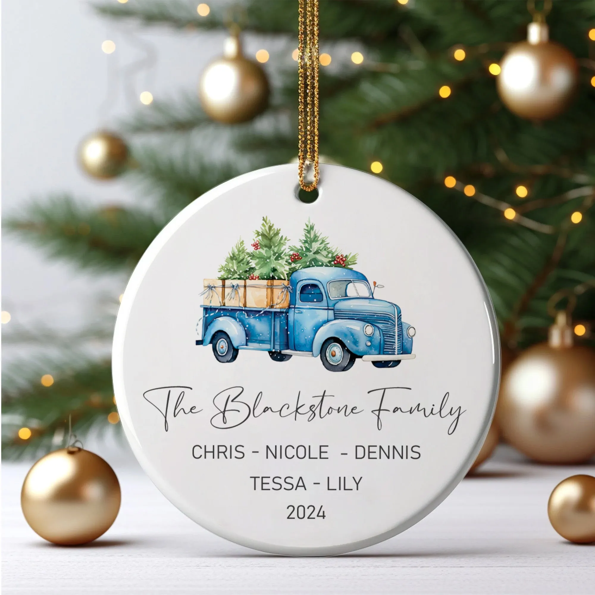 Custom Family Christmas Ornament, Personalised Family Christmas Keepsake CX03