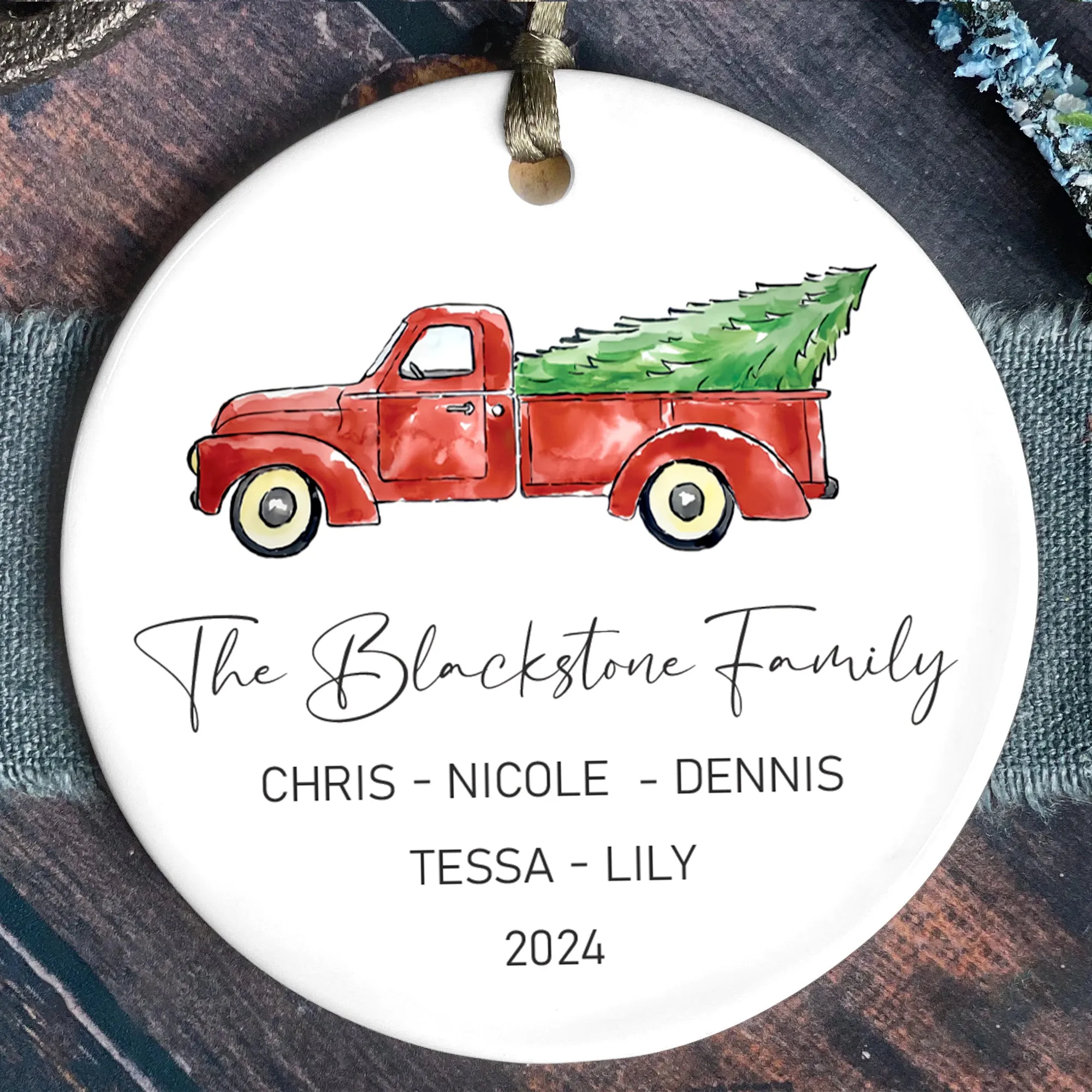 Custom Family Christmas Ornament, Personalised Family Christmas Keepsake CX03