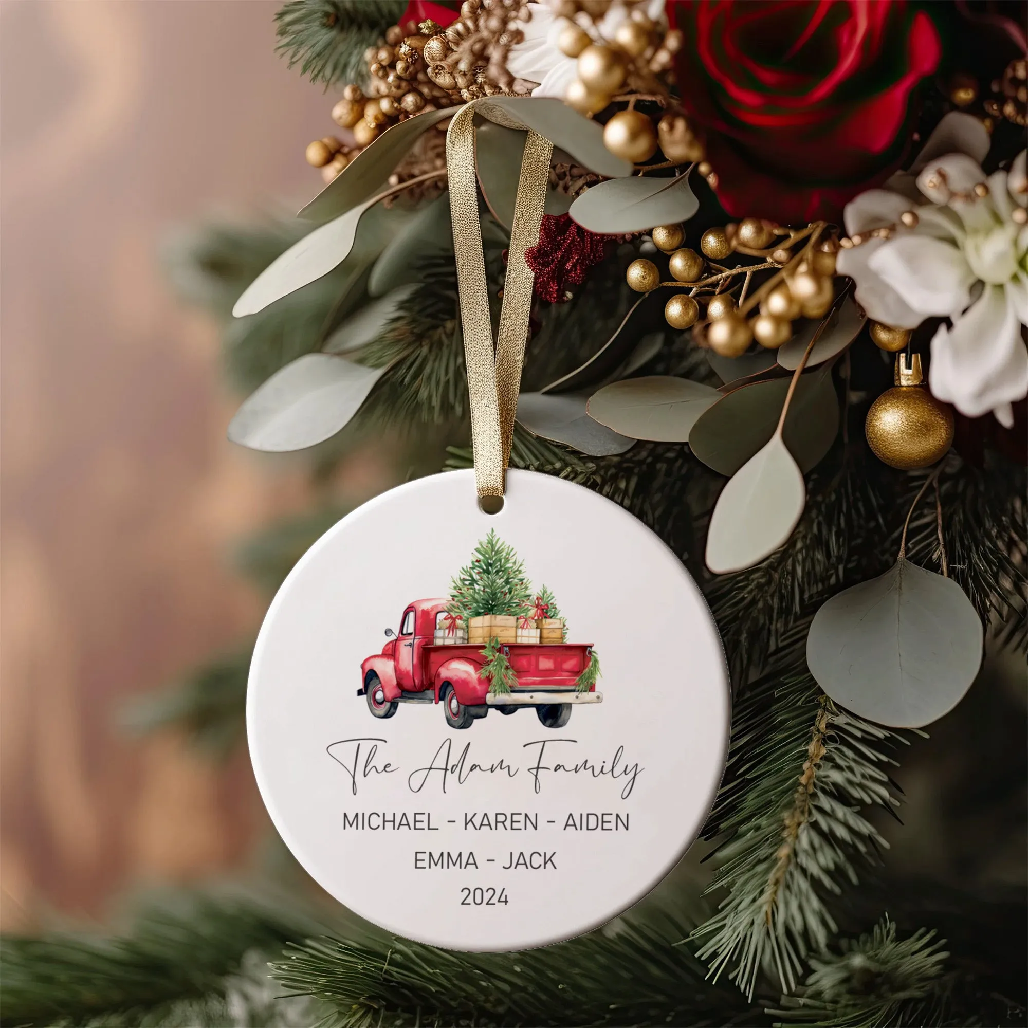 Custom Family Christmas Ornament, Personalised Family Christmas Keepsake CX03