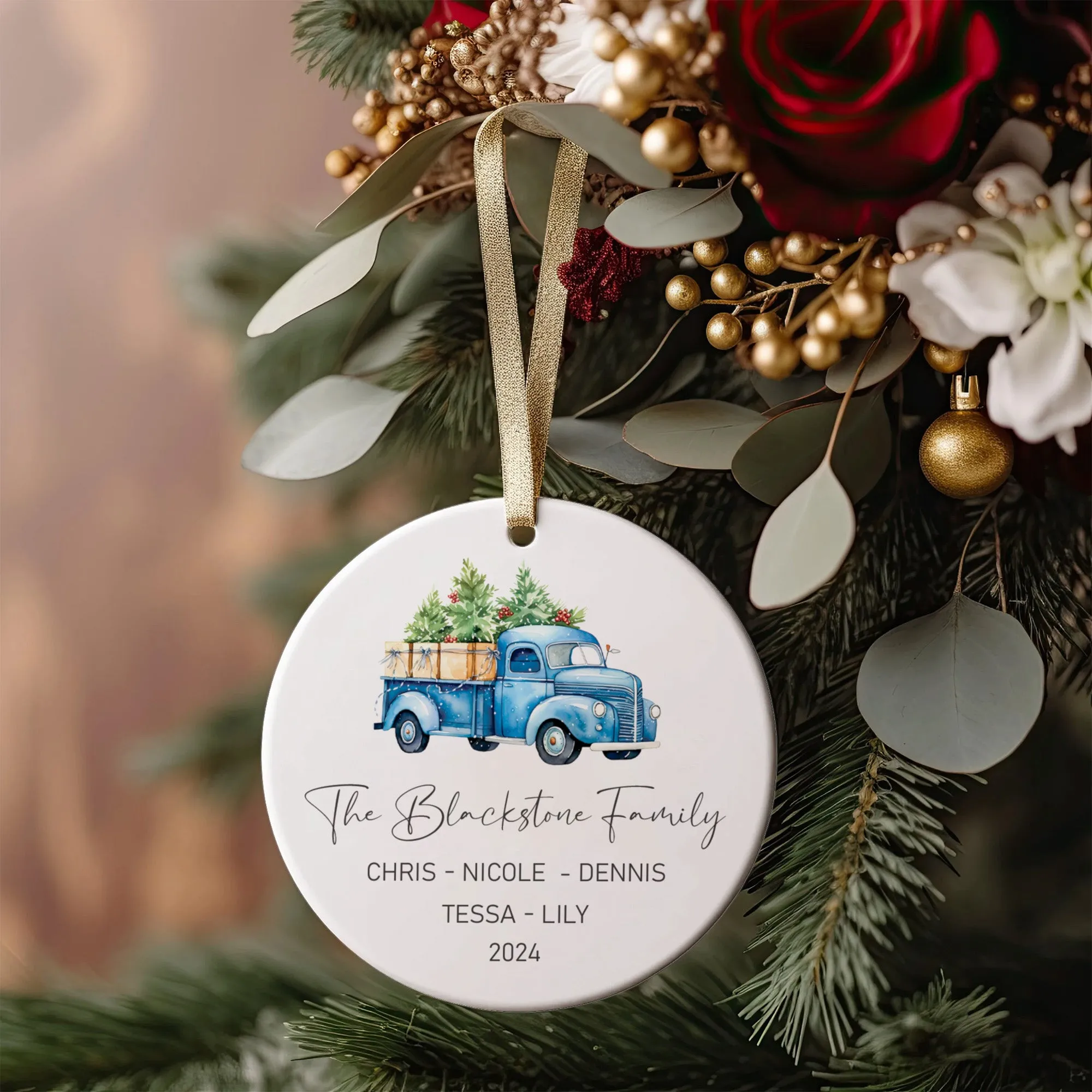 Custom Family Christmas Ornament, Personalised Family Christmas Keepsake CX03