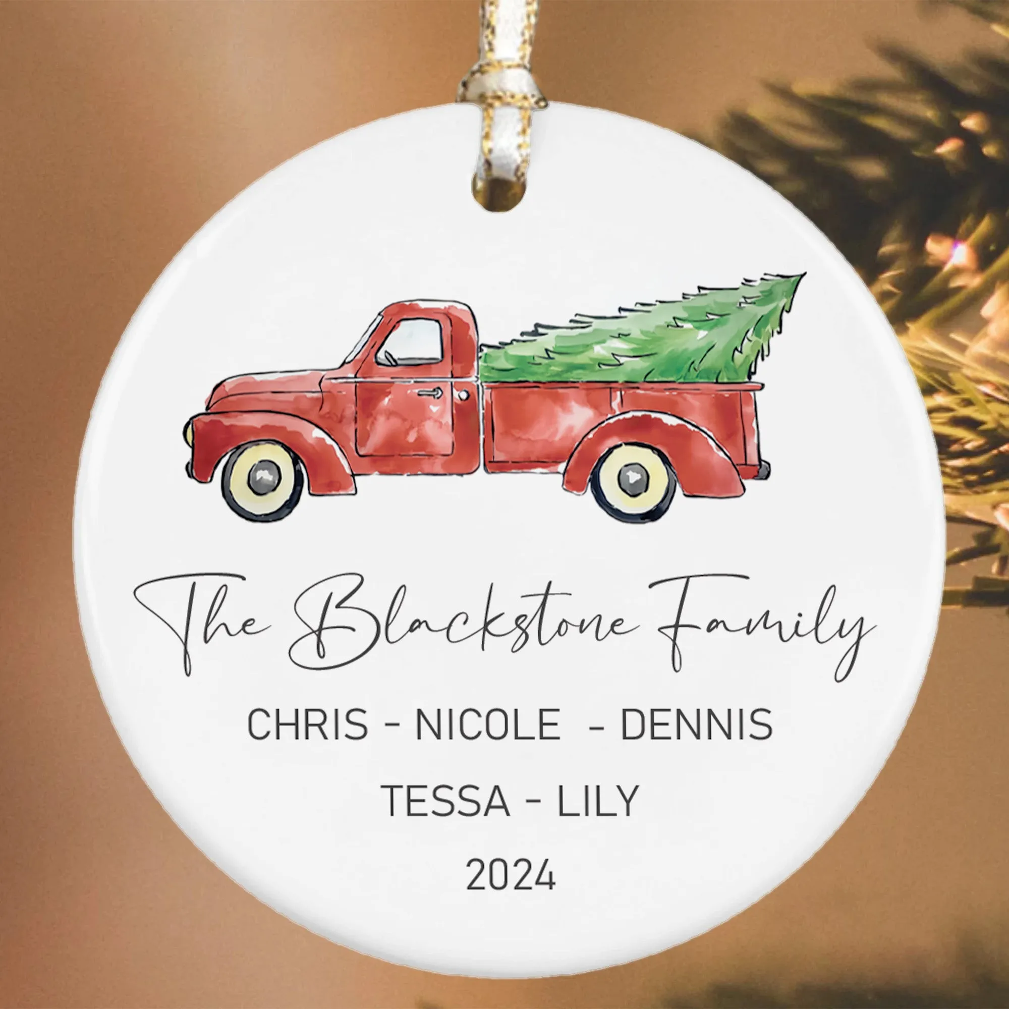 Custom Family Christmas Ornament, Personalised Family Christmas Keepsake CX03