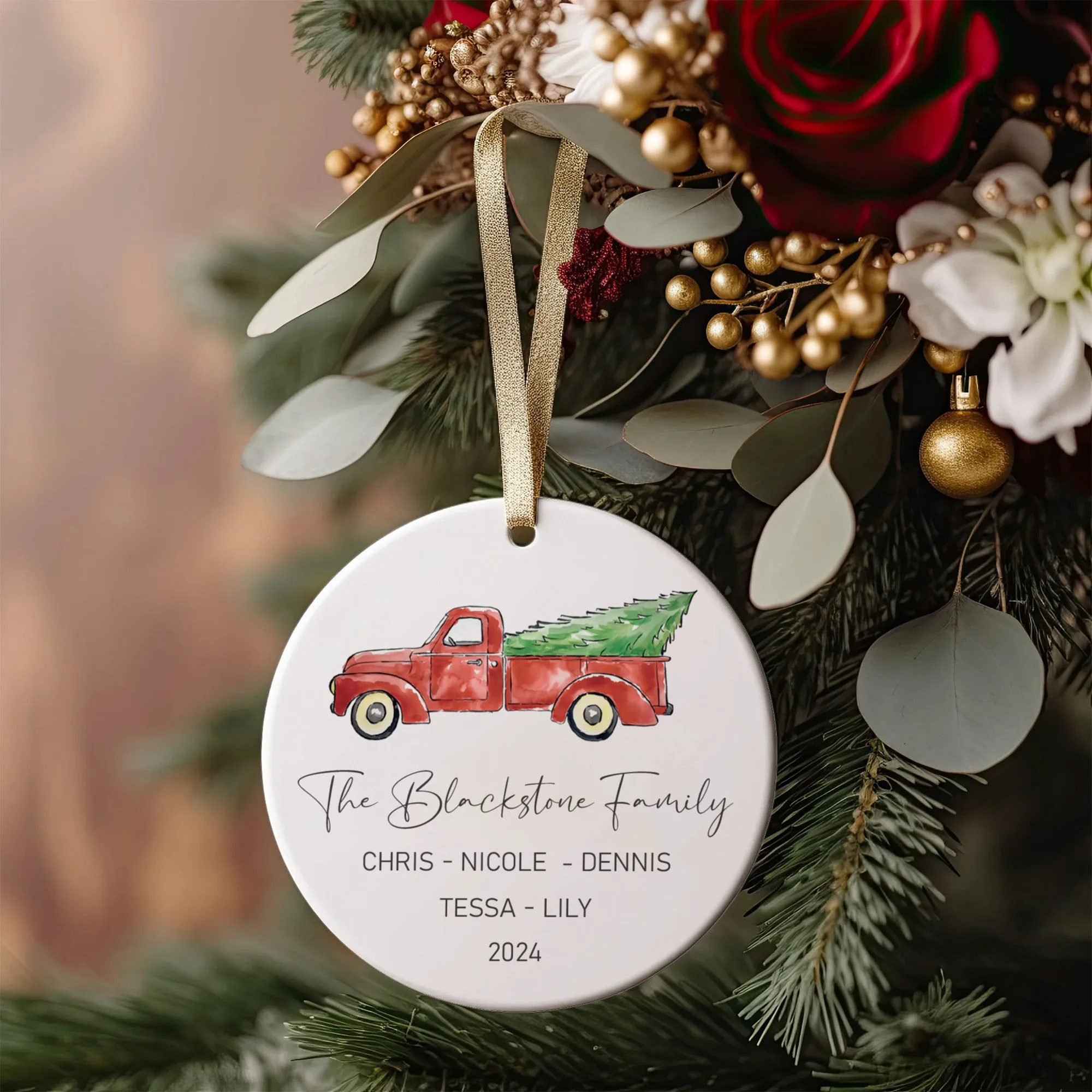 Custom Family Christmas Ornament, Personalised Family Christmas Keepsake CX03