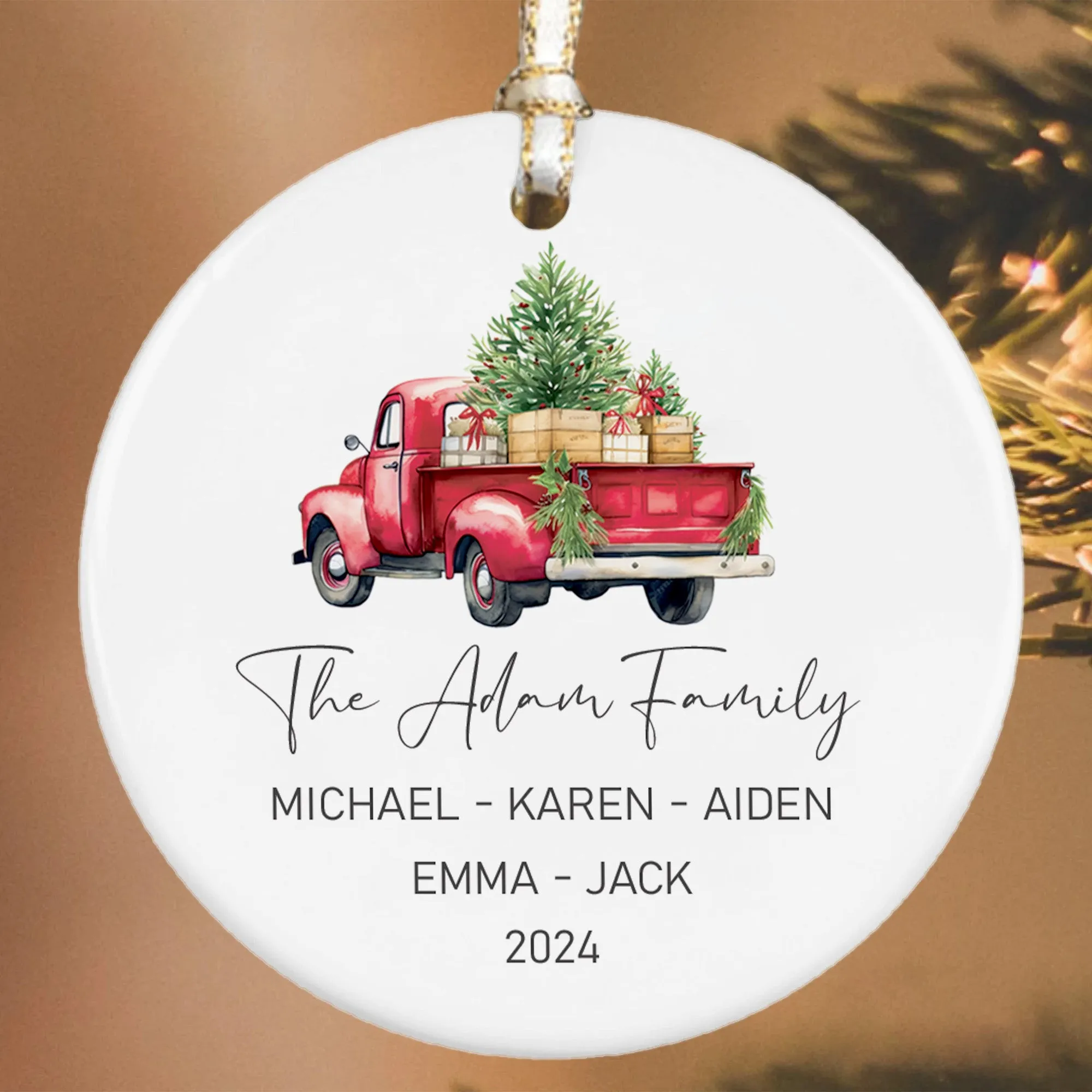 Custom Family Christmas Ornament, Personalised Family Christmas Keepsake CX03