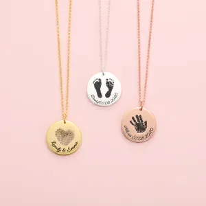 Custom Fingerprint Round Necklace with Engraving Name