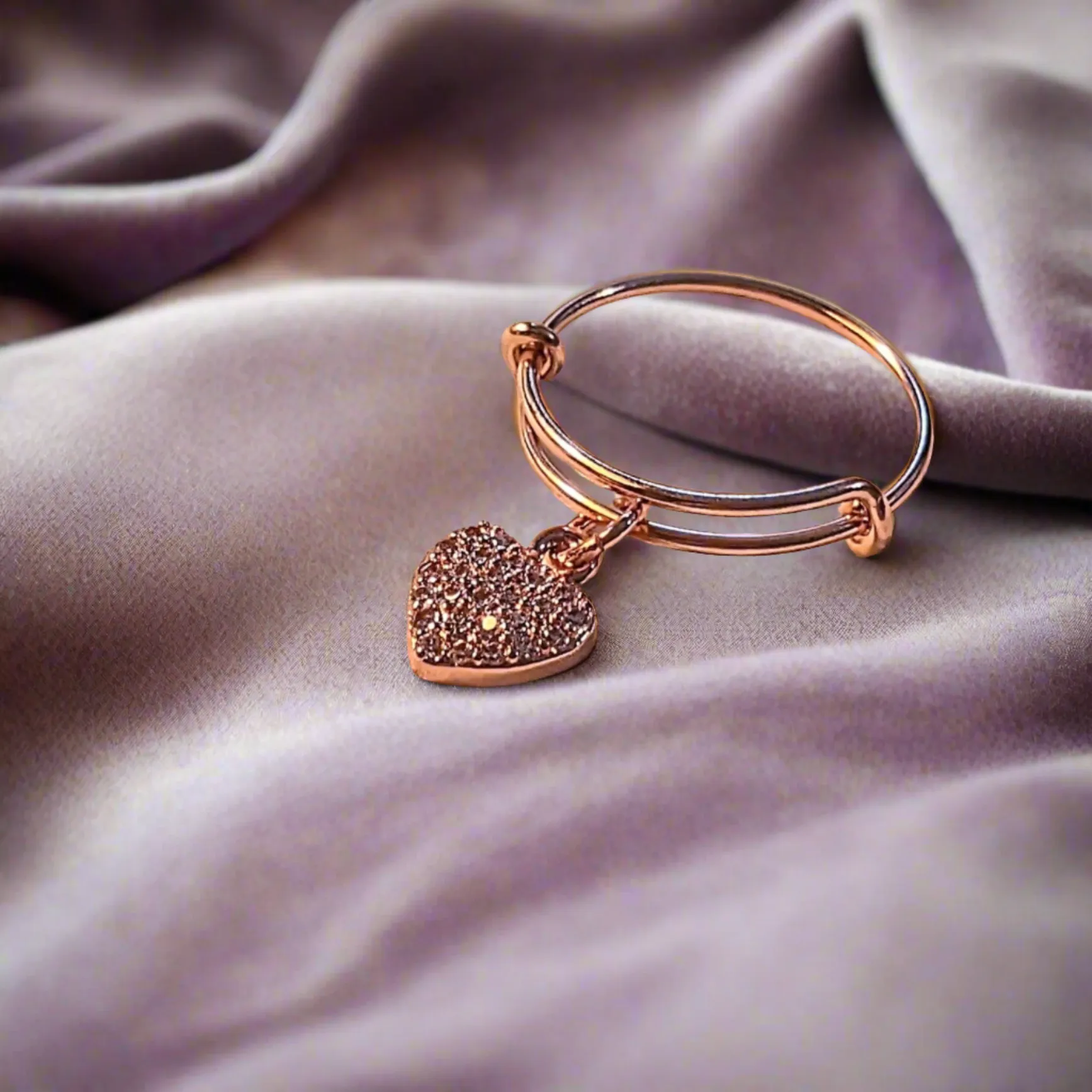 CZ Rose Gold Heart Ring 5-7