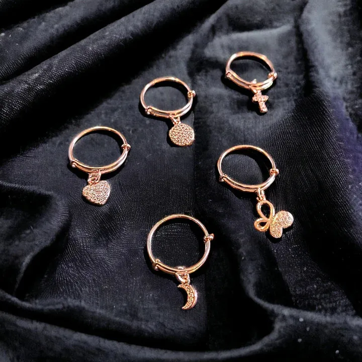 CZ Rose Gold Heart Ring 5-7