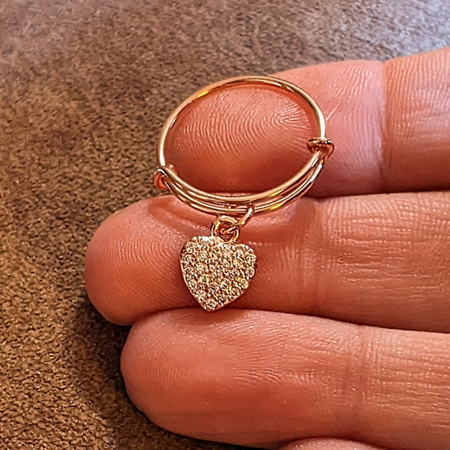 CZ Rose Gold Heart Ring 5-7