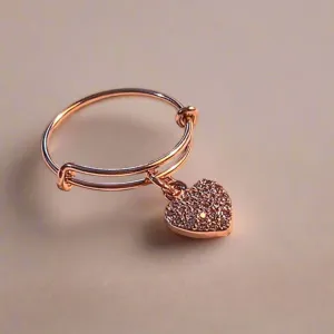 CZ Rose Gold Heart Ring 5-7