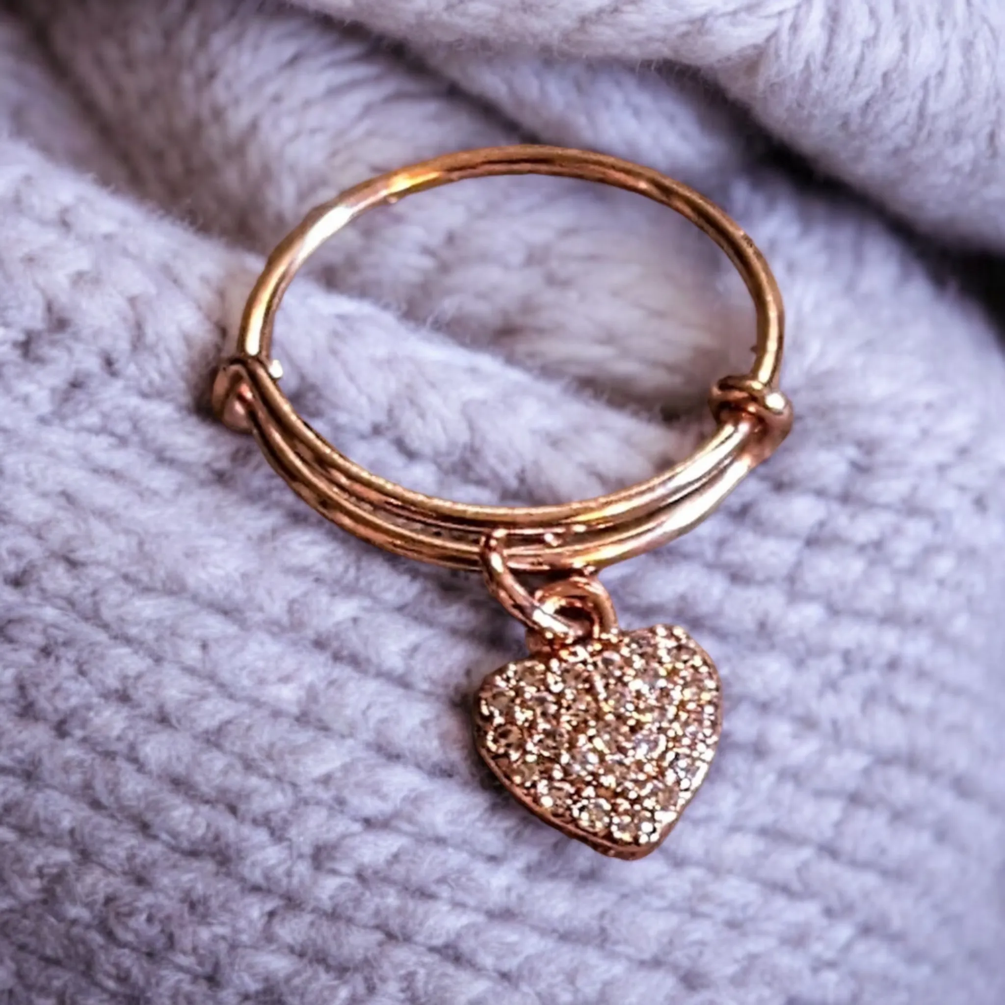 CZ Rose Gold Heart Ring 5-7