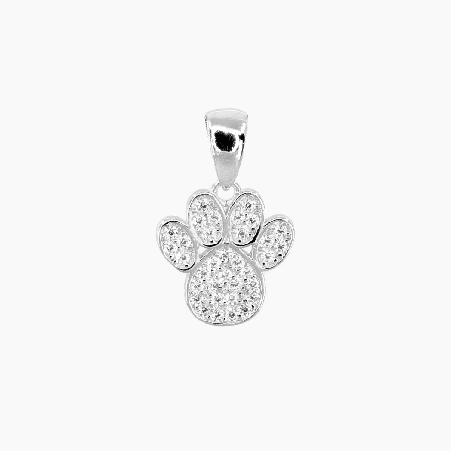 CZ Small Dog Paw Pendant (Silver)