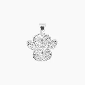 CZ Small Dog Paw Pendant (Silver)