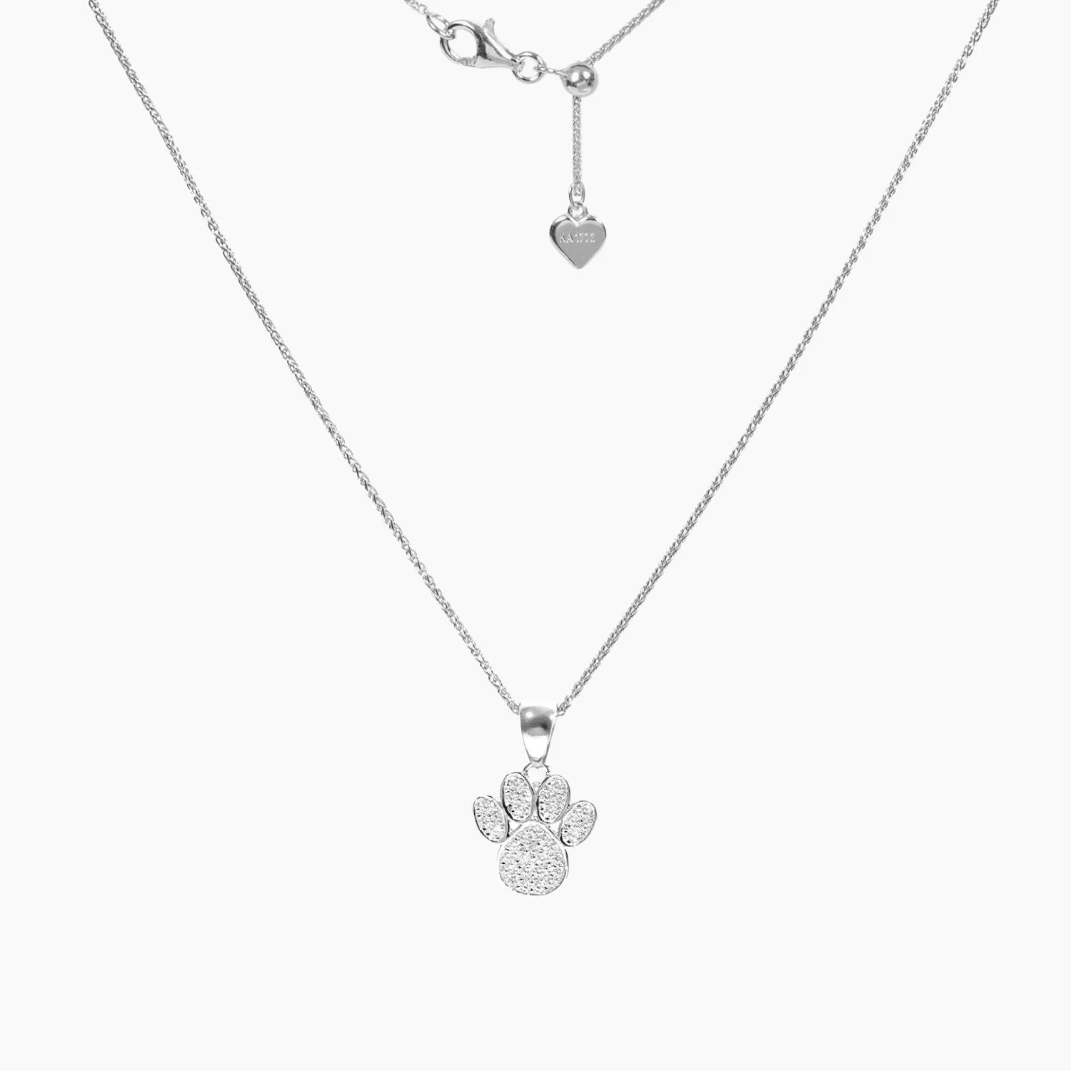 CZ Small Dog Paw Pendant (Silver)