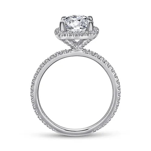 Daffodil - 14K White Gold Round Halo Diamond Engagement Ring