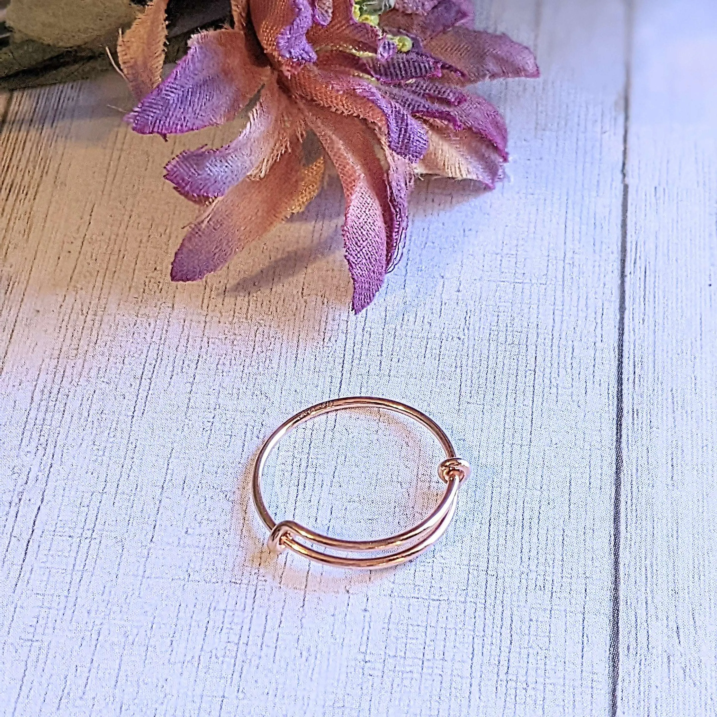 DESIGN YOUR Charm Ring, Adjustable Rose-Gold Filled charm dangle ring