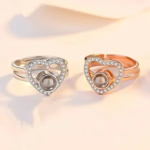 Diamond Heart Projection Ring