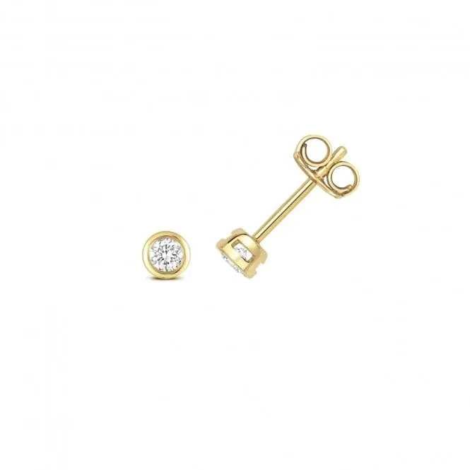 Diamond Jewellery 18ct Gold Diamond Rubover Earring Studs EDQ348