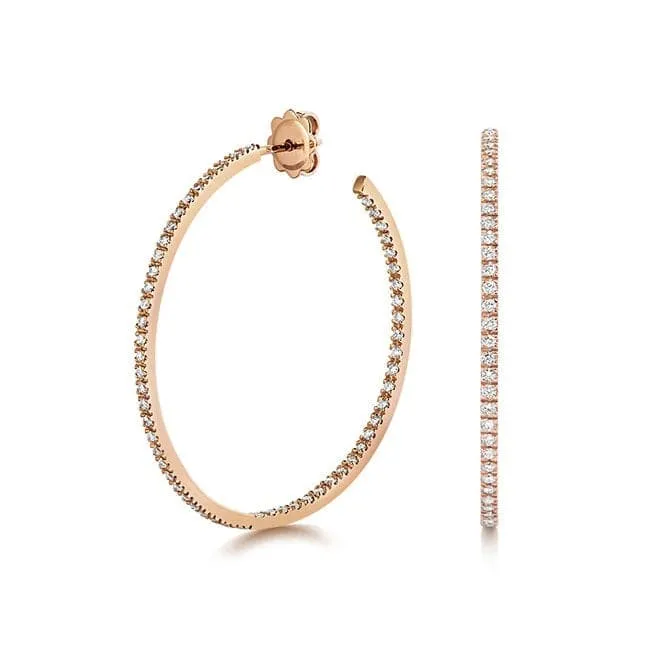 Diamond Jewellery 18ct Rose Gold Diamond Hoops EDQ314R