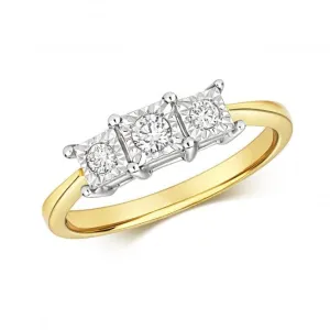 Diamond Jewellery 9ct Gold Ring with 3 Diamonds RD585