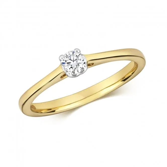 Diamond Jewellery 9ct Gold Solitaire Ring with 0.15CT Diamond RD617