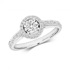 Diamond Jewellery 9ct Illusion Solitaire White Gold Rings RD684W