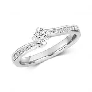 Diamond Jewellery 9ct Solitaire Set Shoulders White Gold Rings RD638W