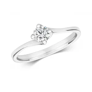 Diamond Jewellery 9ct Twist Solitaire White Gold Rings RD603W