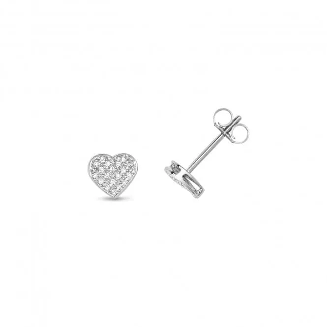 Diamond Jewellery 9ct White Gold Diamond Heart Earrings ED174W