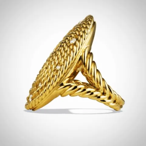 Diamond Ring Cable coil Design 14K Yellow Gold