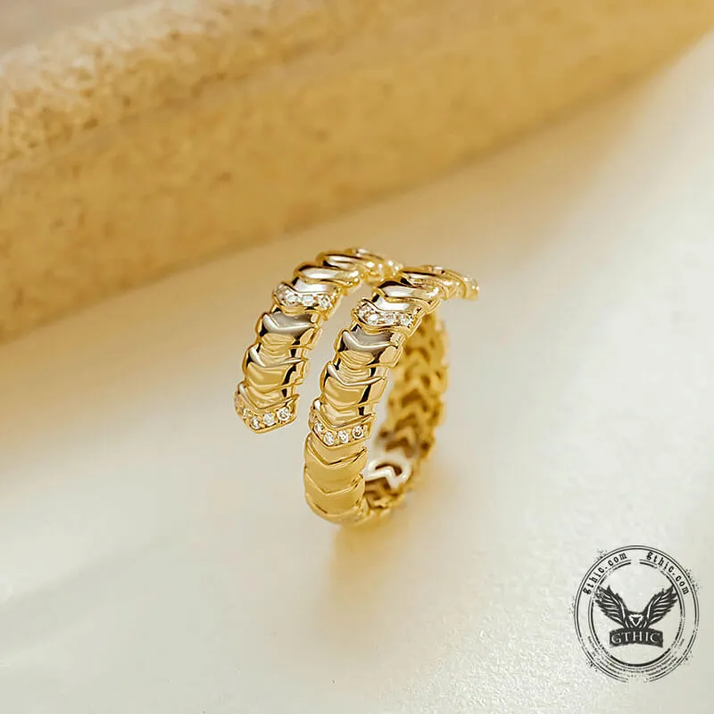 Diamond-set 18K Gold Snake Ring