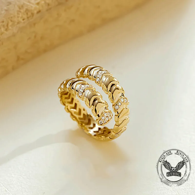 Diamond-set 18K Gold Snake Ring