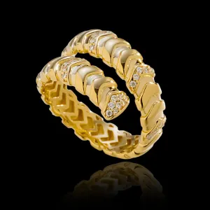 Diamond-set 18K Gold Snake Ring