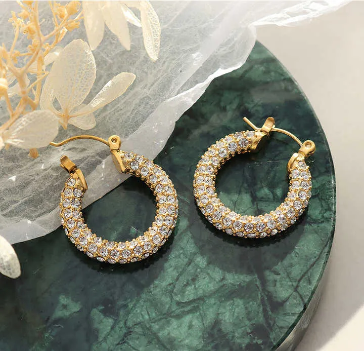 Diamond Studded Hoop Earrings