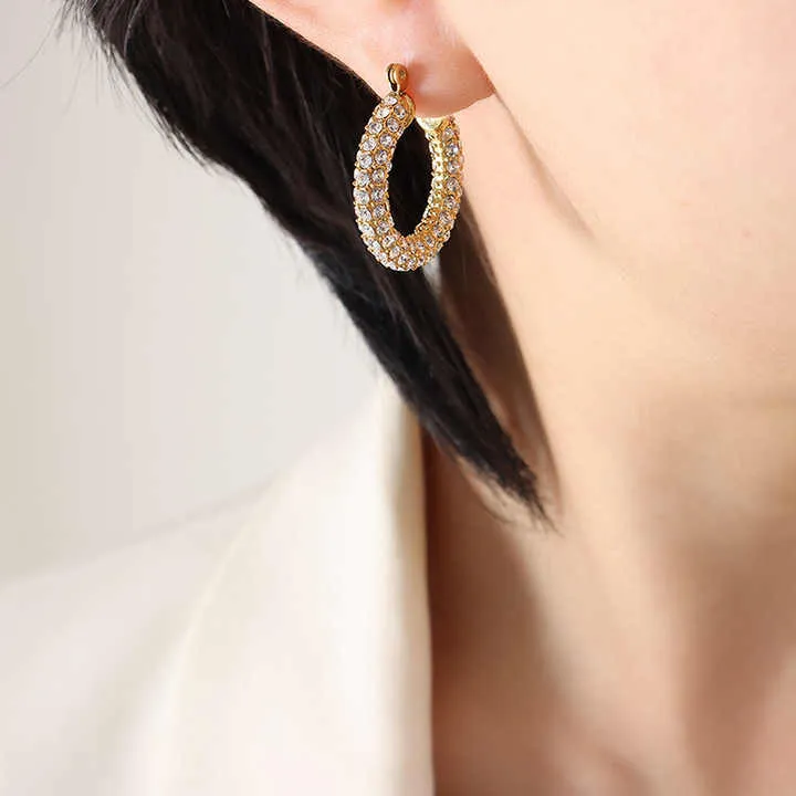 Diamond Studded Hoop Earrings