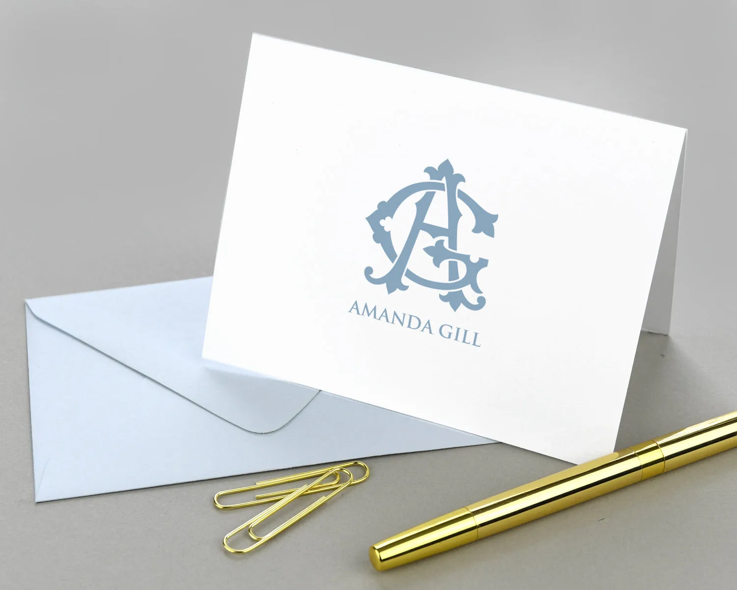 Elegant Monogrammed Folded Note Cards