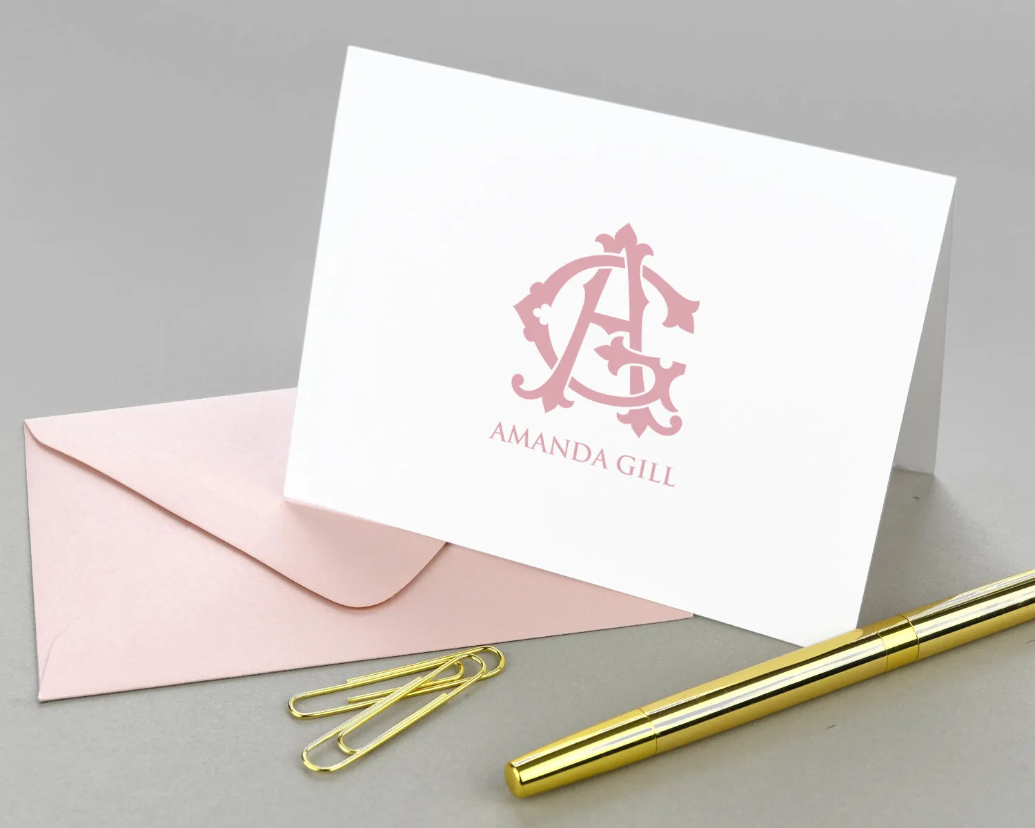 Elegant Monogrammed Folded Note Cards