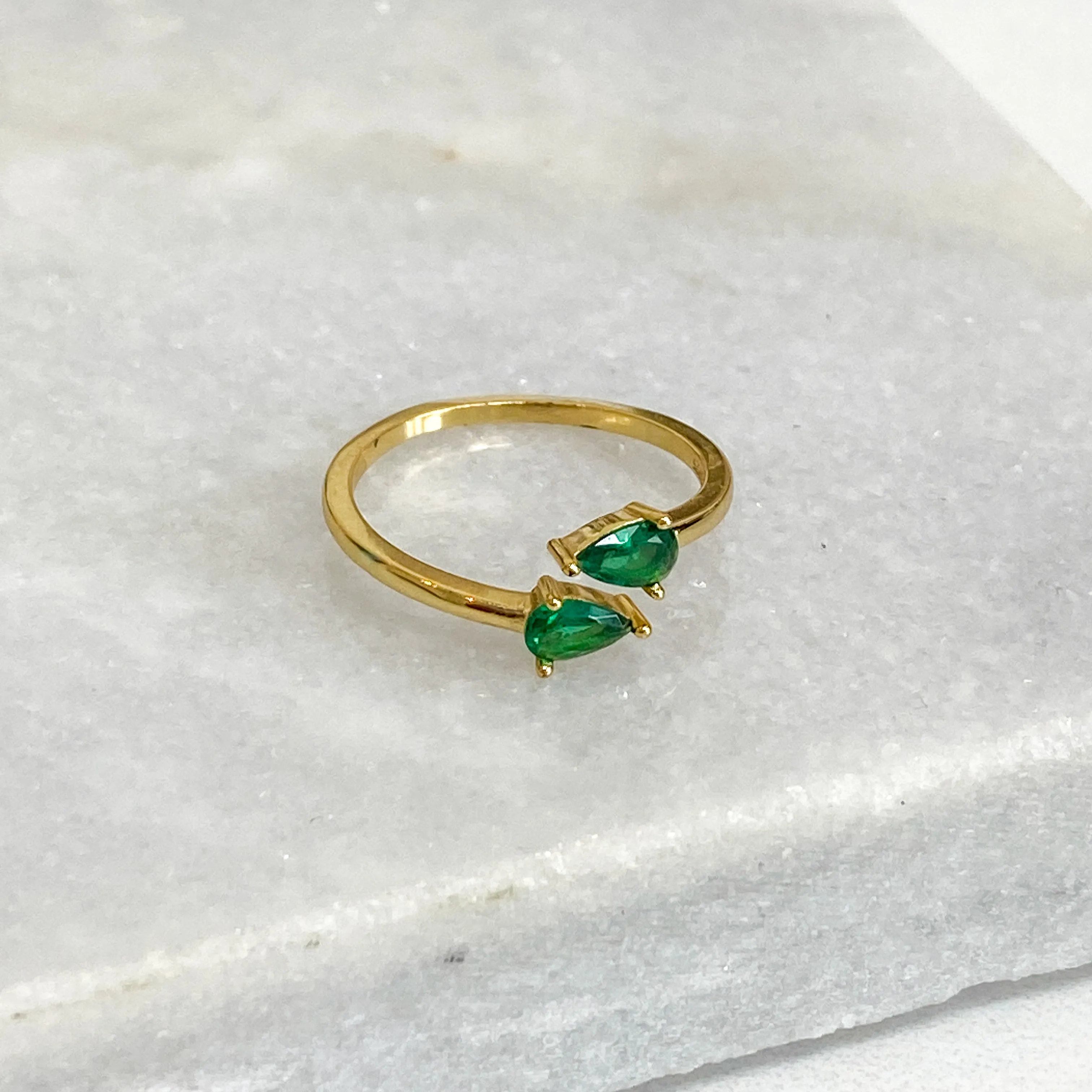 Emerald Green Crystal Ring (Gold)