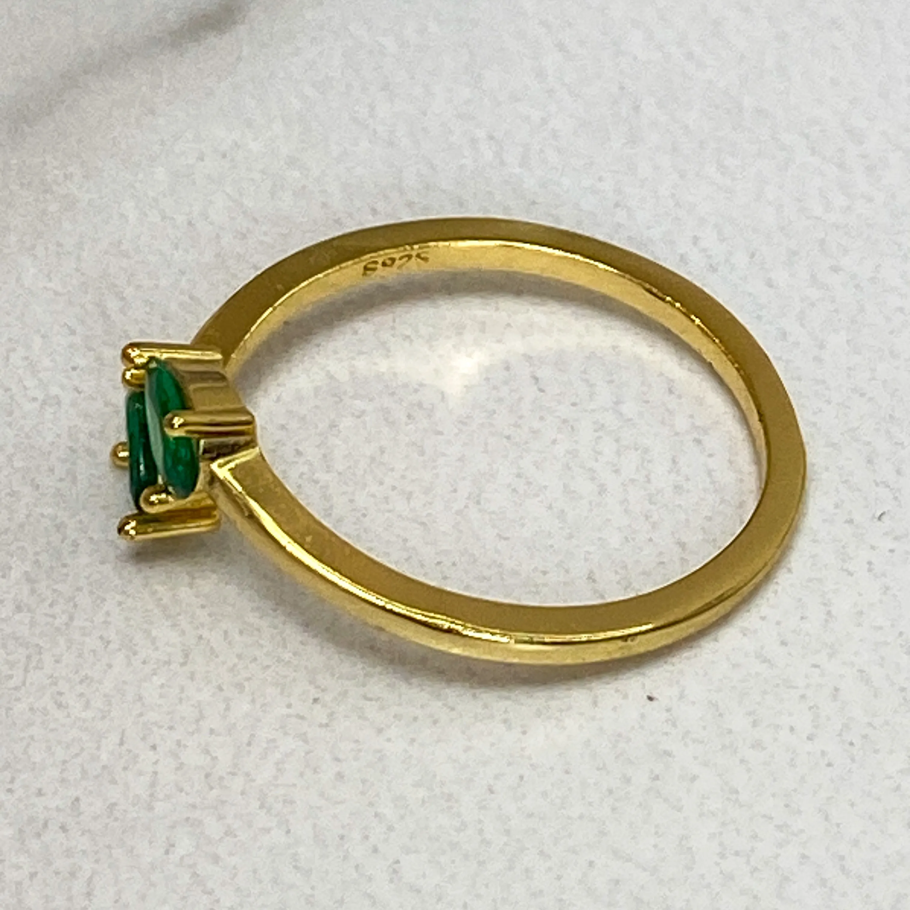 Emerald Green Crystal Ring (Gold)