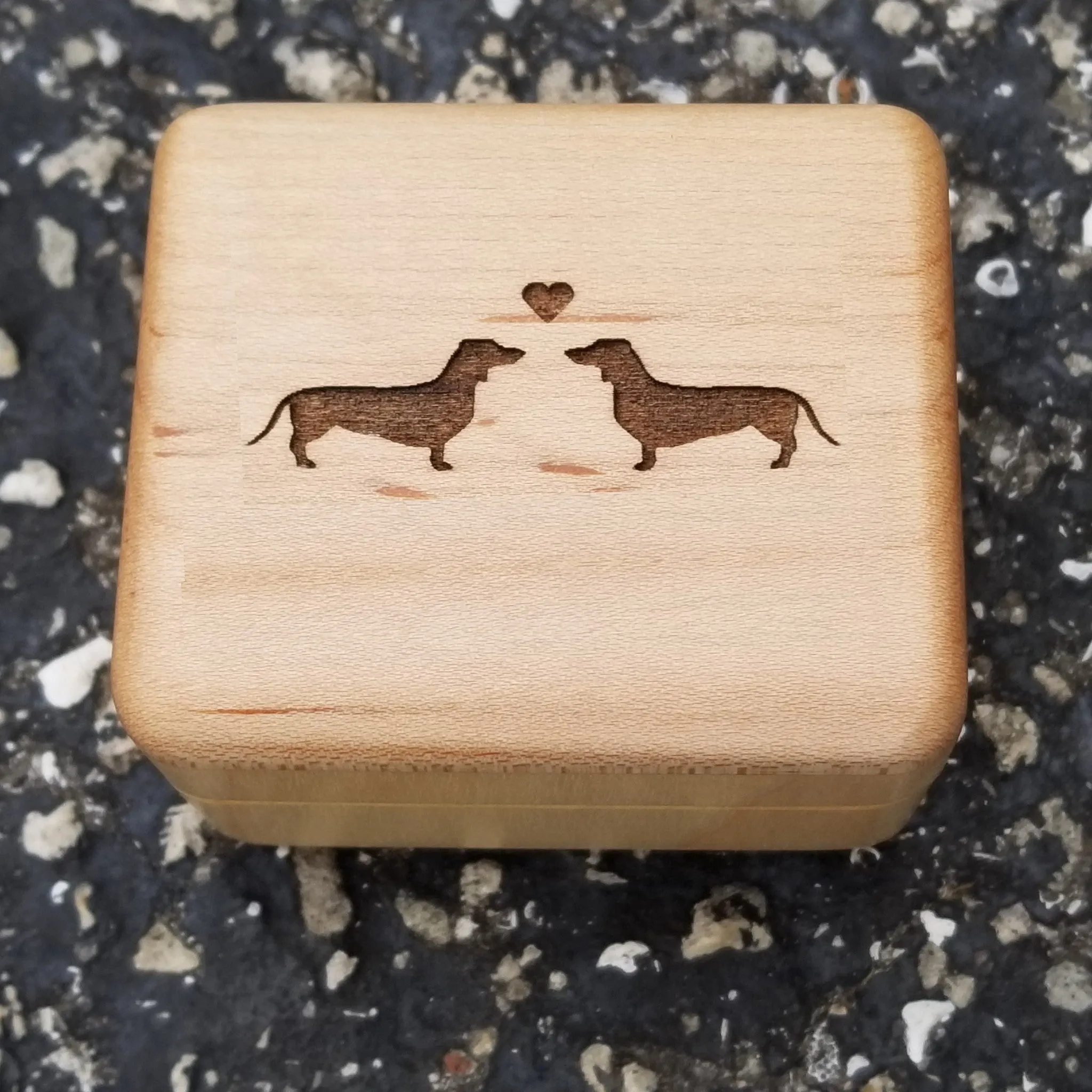 Engagement box with dachshunds, personalized, monogrammed