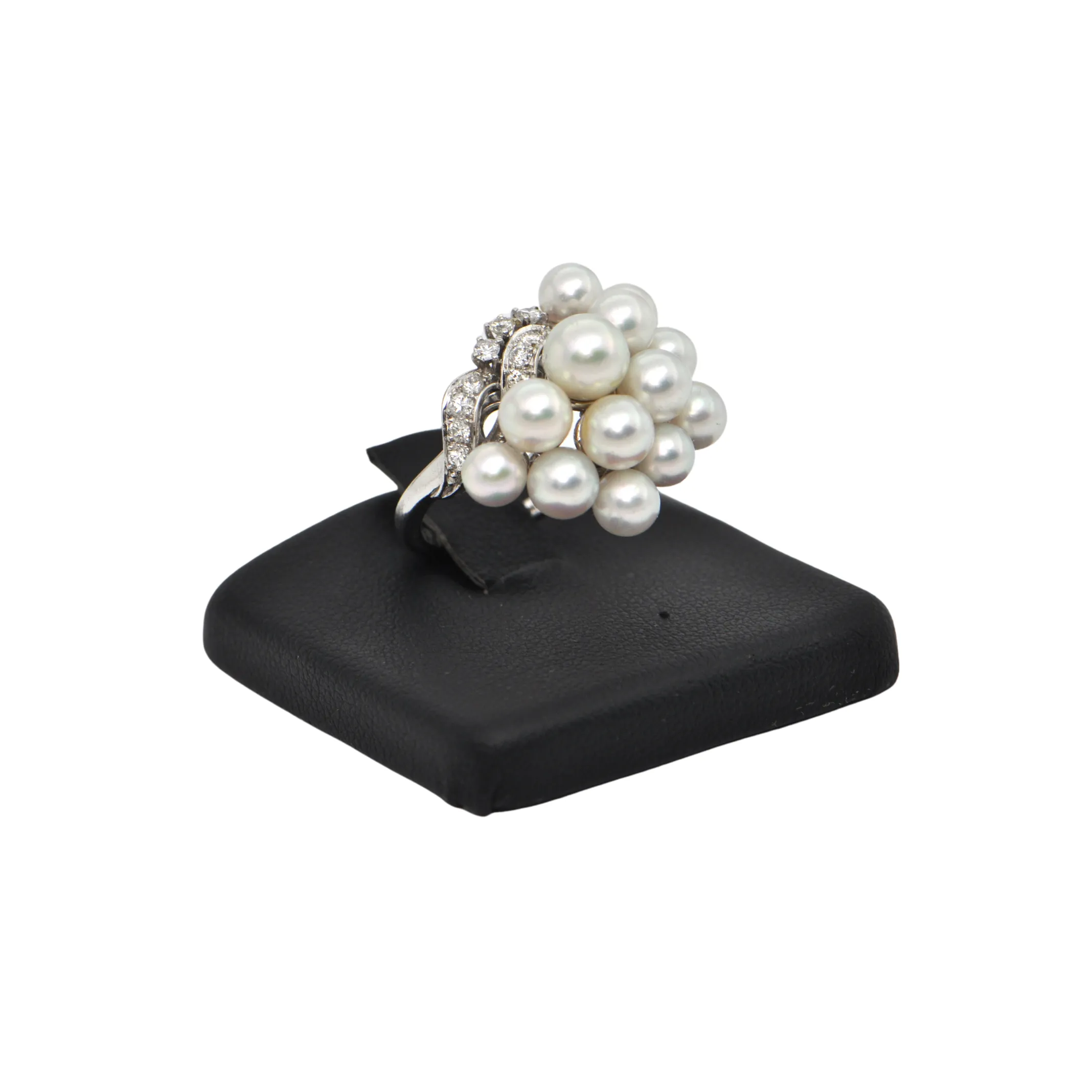 Estate Diamond and Pearl Platinum Cluster Ring