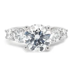 Five Stone Lab-Created Round Brilliant Cut Diamond Engagement Ring in White Gold, 3.0 cttw