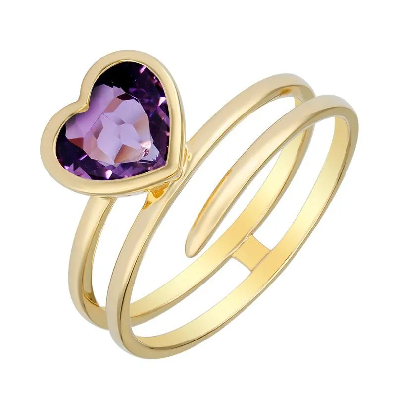 Gemstone Heart Wrap Ring