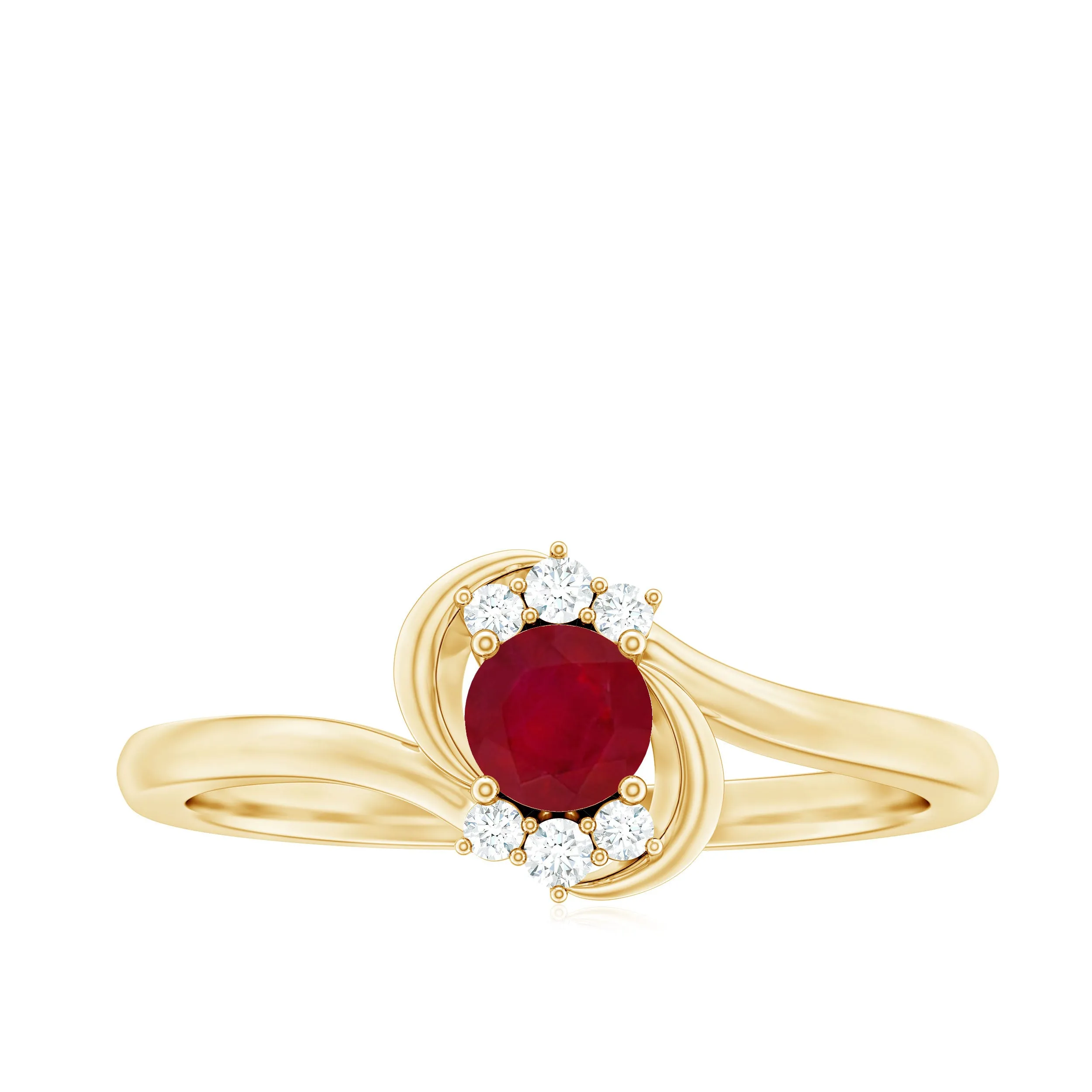 Genuine Ruby and Diamond Bypass Promise Ring