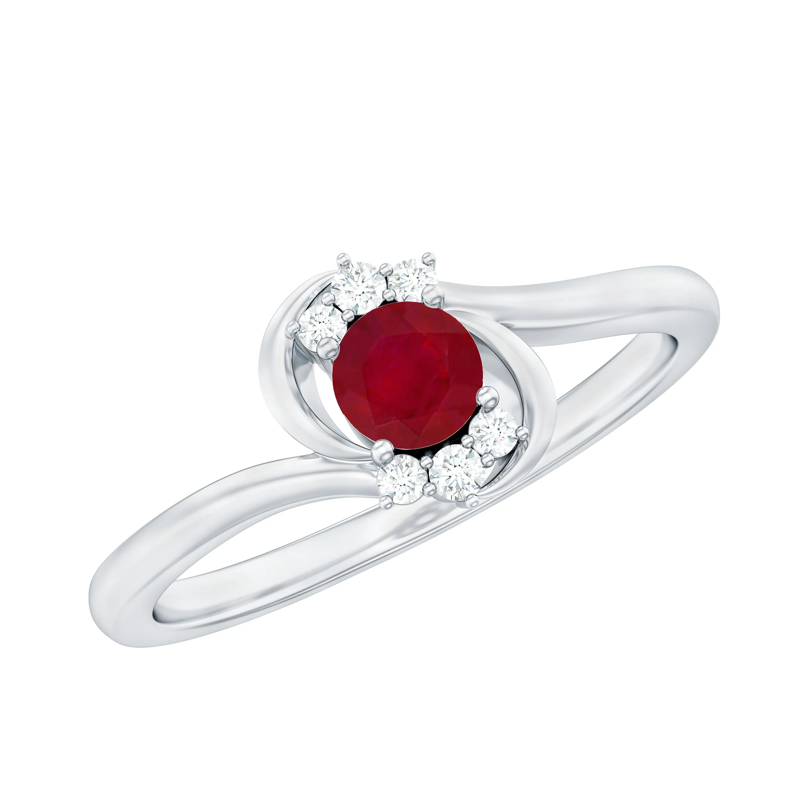 Genuine Ruby and Diamond Bypass Promise Ring