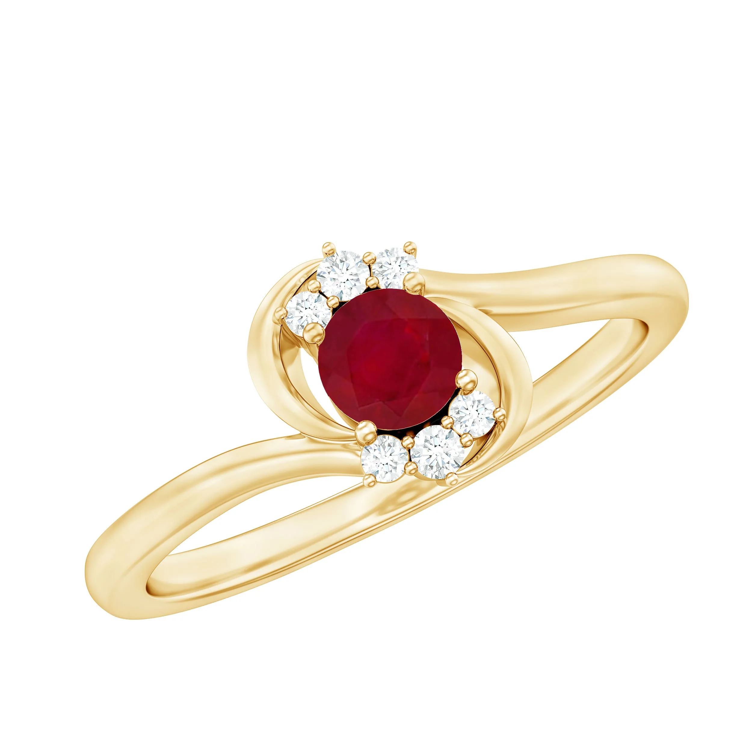 Genuine Ruby and Diamond Bypass Promise Ring