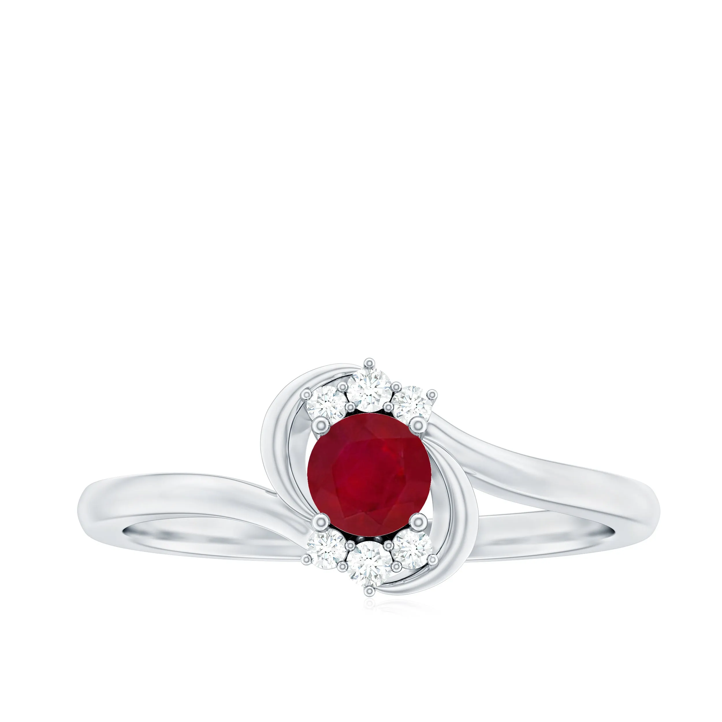 Genuine Ruby and Diamond Bypass Promise Ring