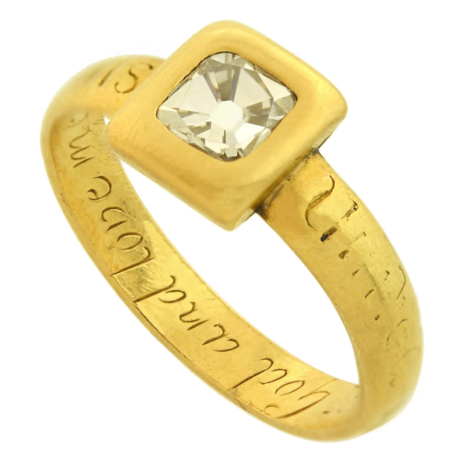 Georgian 18kt Inscribed Tablet Cut Diamond Ring 0.68ct