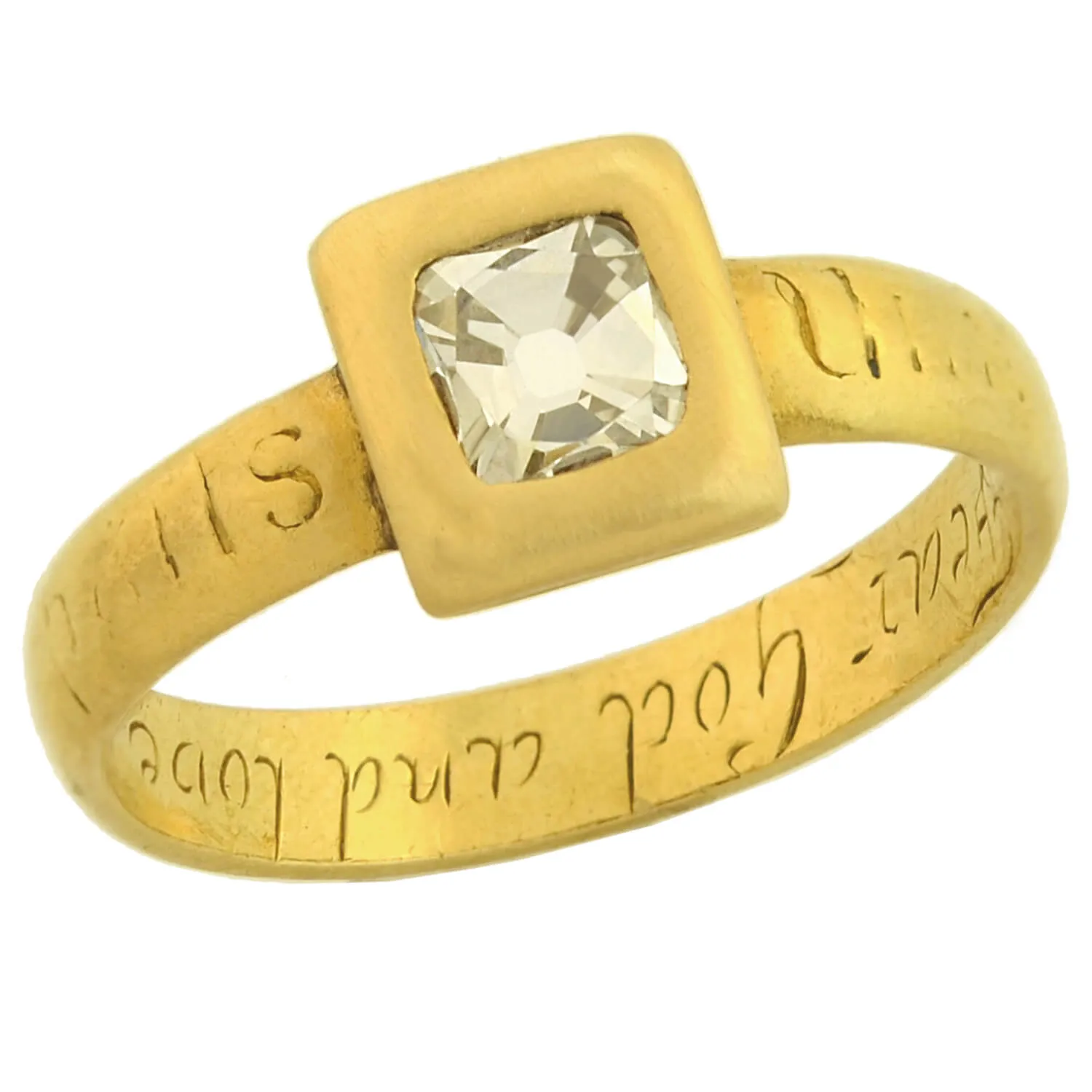 Georgian 18kt Inscribed Tablet Cut Diamond Ring 0.68ct