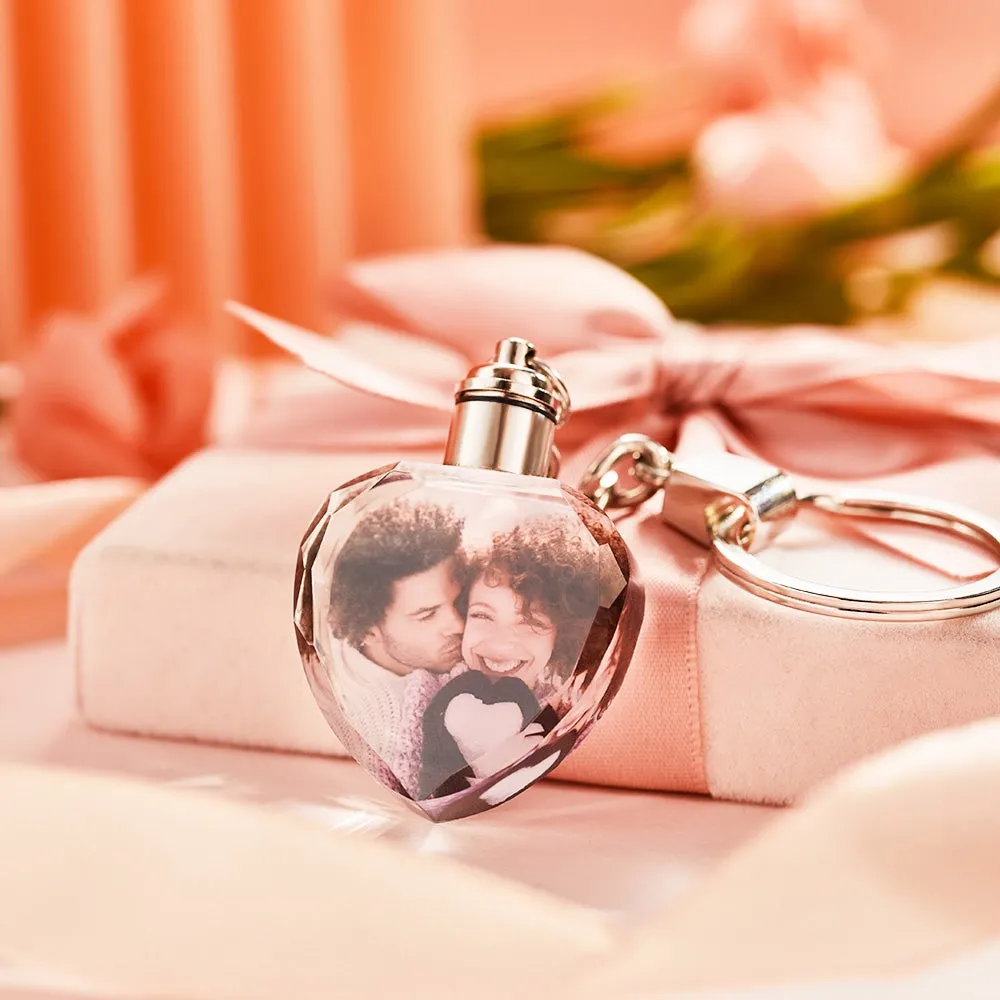 Gifts for Mum Custom Photo Crystal Keychain Heart-shaped Keychain